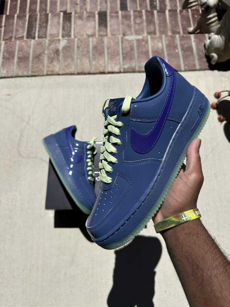 Nike Air Force 1 Low QS "Mystic Navy" Patent Leather Sneakers